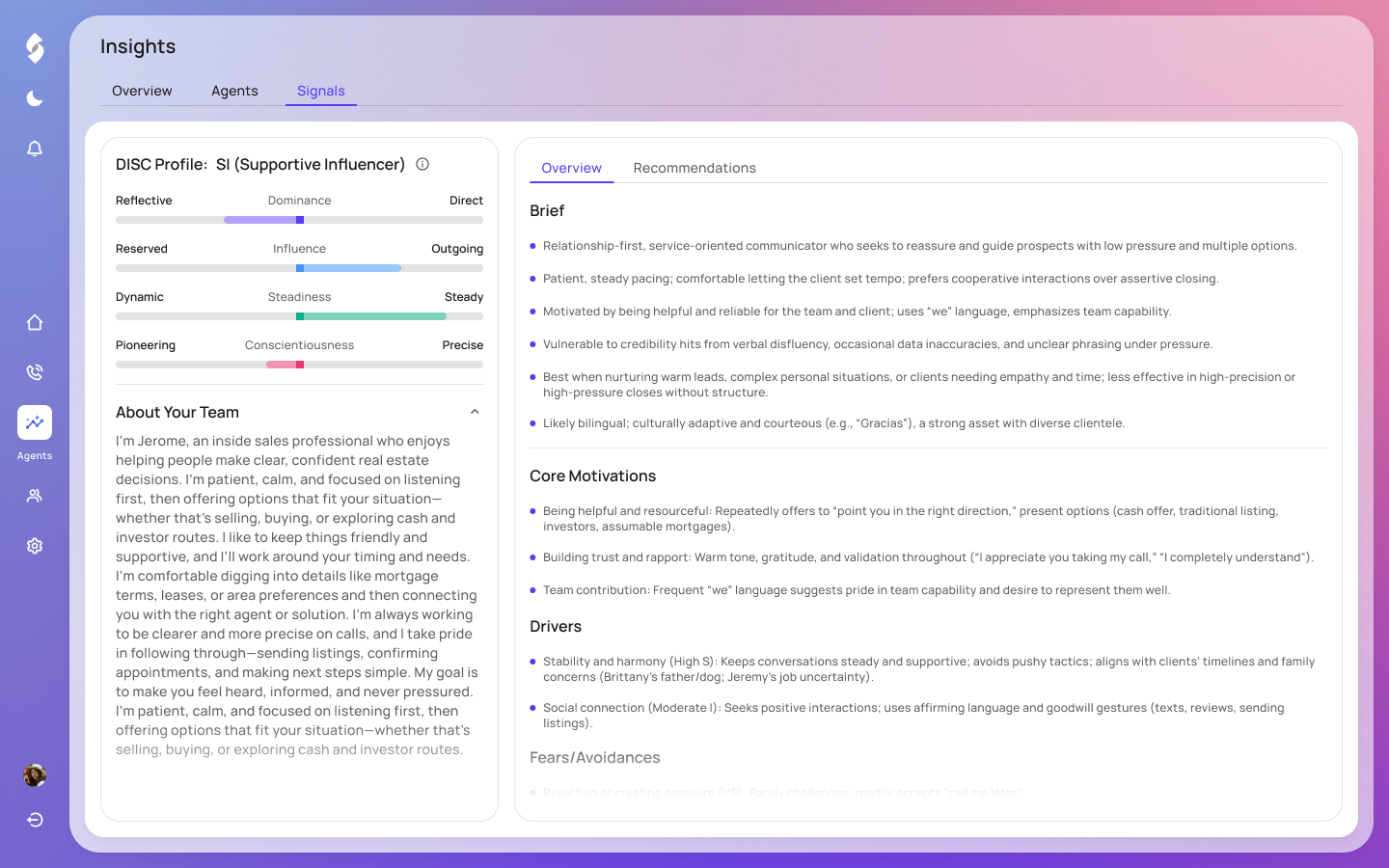 Shilo 1:1 Coaching personalized by the agent's Signals personality insights